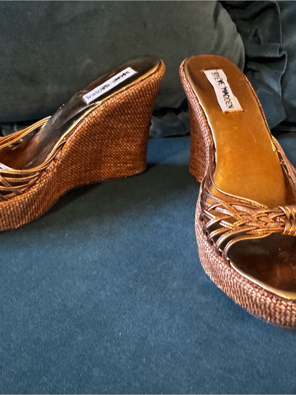 Steve Madden Brown Woven Wedge Sandals
